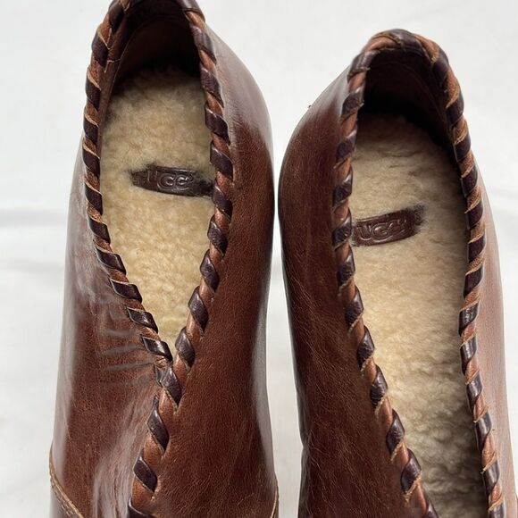 UGG Jameson Brown Leather Platform Heels - Picture 7 of 10